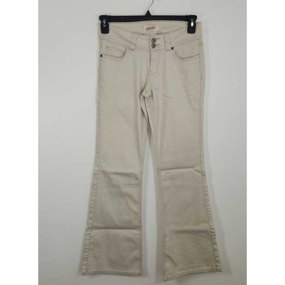 Vintage 90s Y2K Angels Juniors Size 7 Low To Mid Rise Flare Leg Ivory VTG